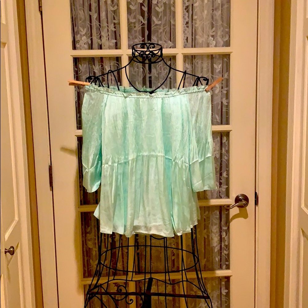 Romeo and Juliet Couture mint green silky blouse.